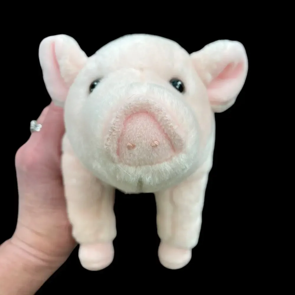 Realistic Pig Plush Pink Piglet Rigid Stuffed Animal No Tush Tag Stiff Toy READ